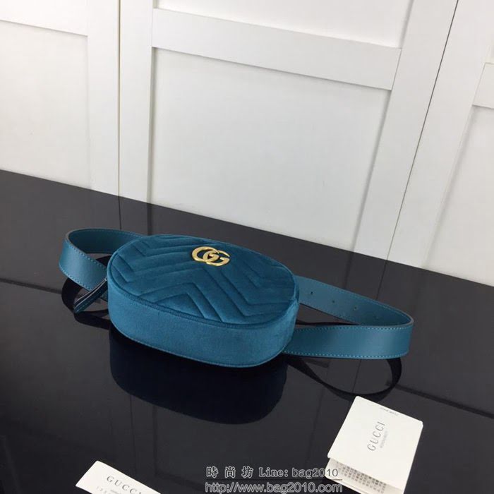 GUCCI古馳 新款 專櫃品質 原單 476434 天鵝絨 綠色 時尚腰包HY1333